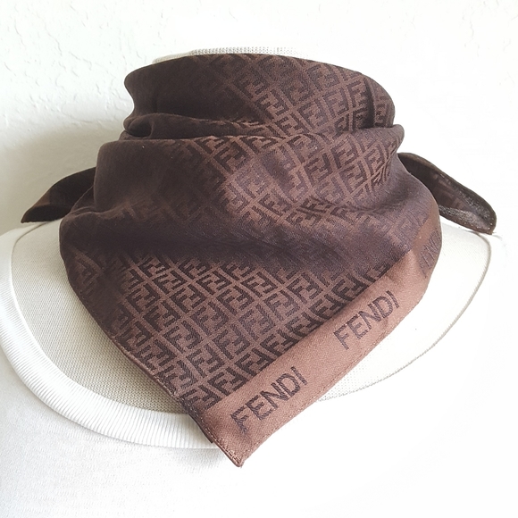 Fendi | Accessories | Fendi Monogram Cotton Scarf Chocolate Brown New |  Poshmark